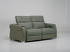 2 Seater Electric Recliner Sofa - Light Green with Adjustable Headrests & Chrome Feet Real Leather  - Turin - 9