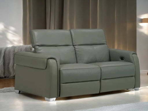 2 Seater Electric Recliner Sofa | Cinema Sofa | Light Green with Adjustable Headrests & Chrome Feet - Genuine Leather  - Turin - 9