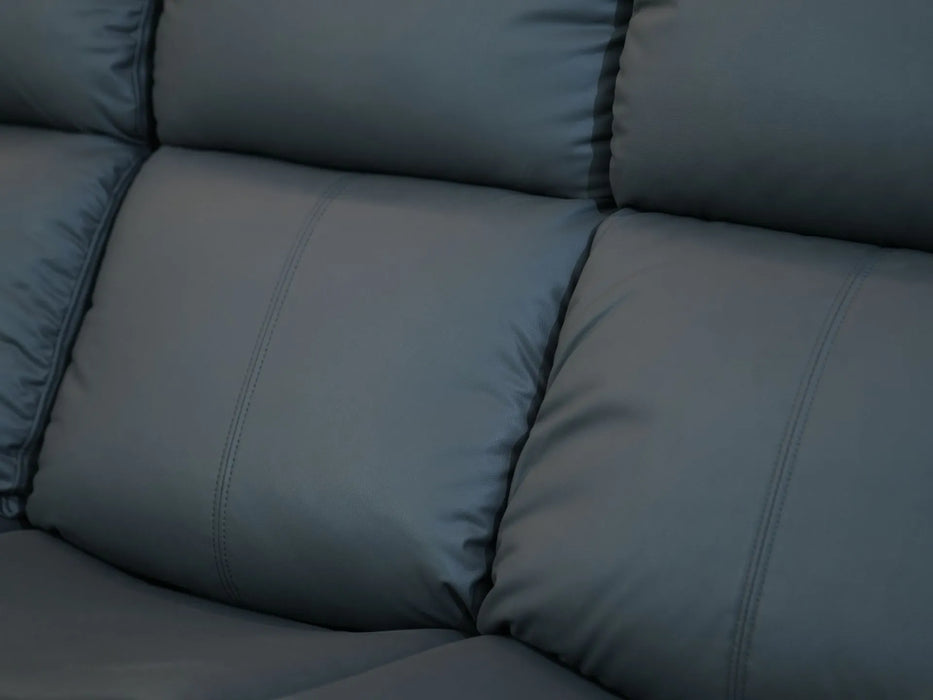 3 Seater Recliner Sofa in Grey Faux Leather | Used Sofa with No Drop-Down Table | Parma | Ex Display Sofa 119