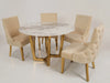 Gold Dining Table with 4x Cream Chesterfield Chairs | Can Be Cleaned - Chairs Slightly Dirty | Second Hand Sofas 57