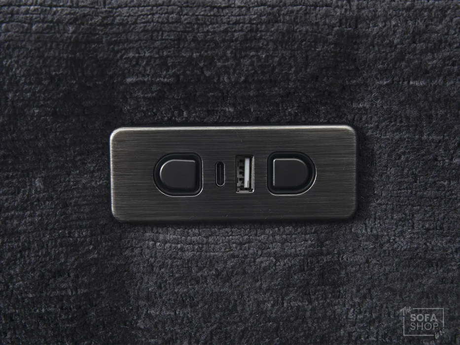 Extendable Electric Sofa Bed Chair in Grey Chenille Fabric | 1 Seater Hi-Tech Sliding Couch Perfect for Home Theatre Seating | USBc Charging Ports | Palma