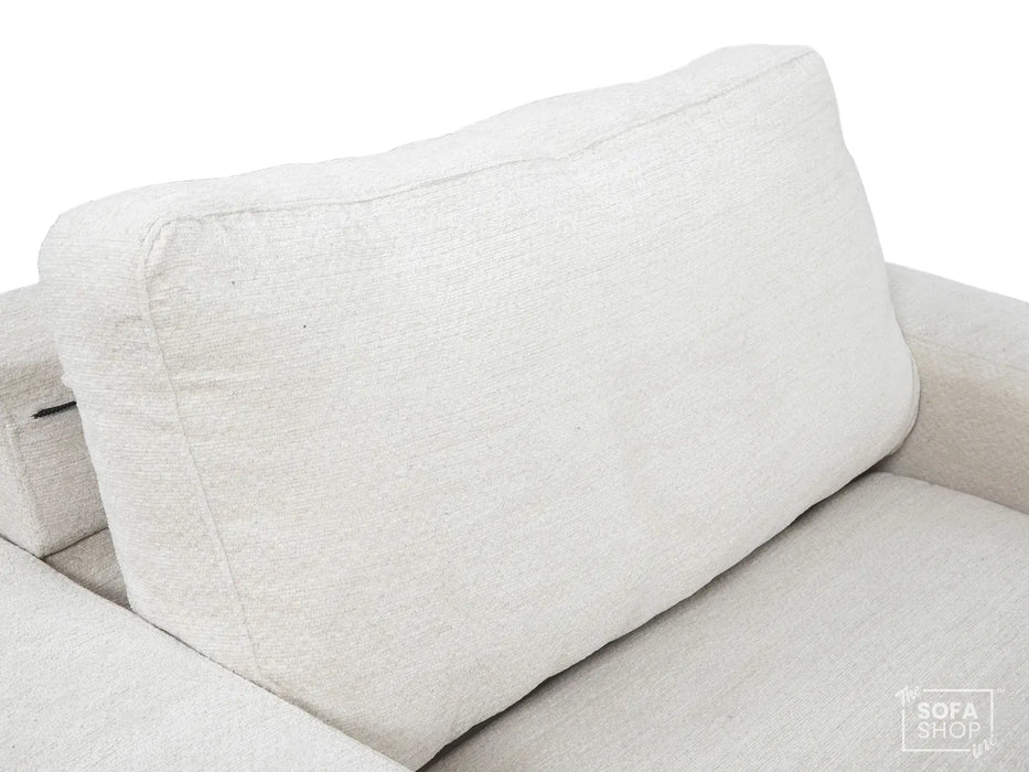 Extendable Electric Sofa - Bed in Cream Chenille Fabric | 3 Seater Power Sliding Couch Perfect for Home Cinema & Movie Nights  | USBc Charging Ports | Palma