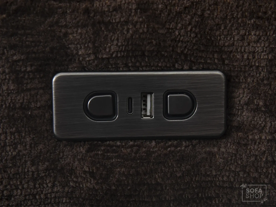 Extendable Electric Sofa - Bed in Brown Corduroy Fabric | 3 Seater Home Cinema Couch with Power Slider | USBc Charging Ports | Palma