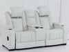 2 Seat Electric Recliner Home Cinema Theatre Sofa | Real Leather Couch In White + Cooling Cup Holders + Power Headrest + Bluetooth Speaker + Storage - Napoli - 28