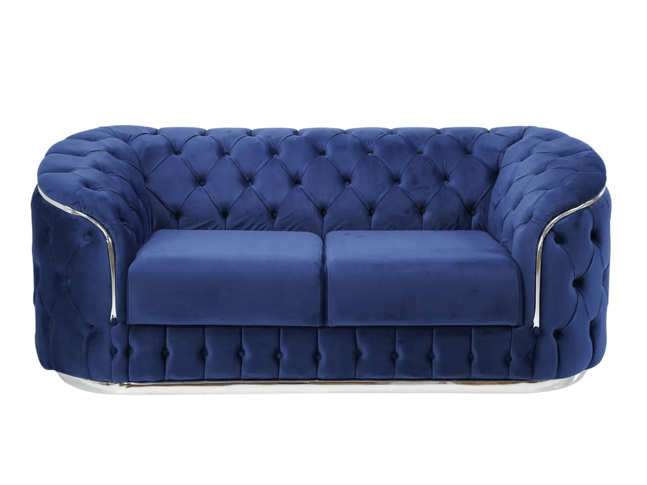 Knightsbridge Blue Velvet 2 Seater Sofa| Minor Stains | Good Condition - Second Hand Sofas 15