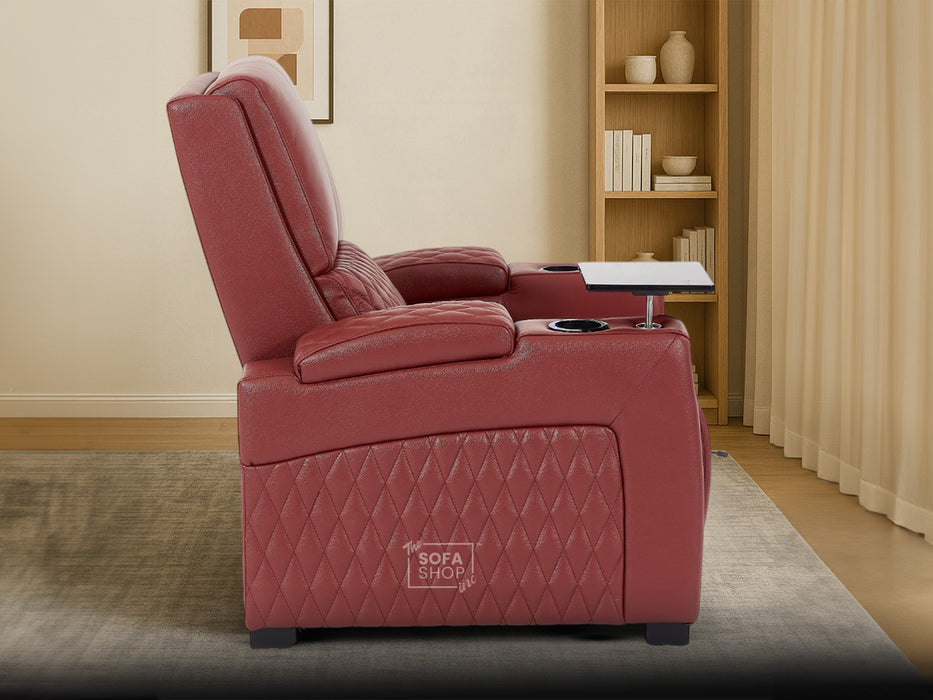 1 Seater Real Leather Electric Power Recliner Chair in Red | Power Lumbar, Cooling Cup Holder & USB-C | Assisi | The Sofa Shop