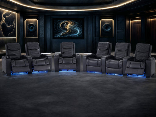 3+2+1 Piece Electric Home Cinema Theatre Sofa Set | Genuine Leather Couch Suite Package In Black + Power + Speakers + USB | Torino | The Sofa Shop