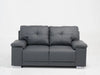 2 Seater Grey Leather Sofa – Timeless Elegance with Chrome Feet - Kansas - 20