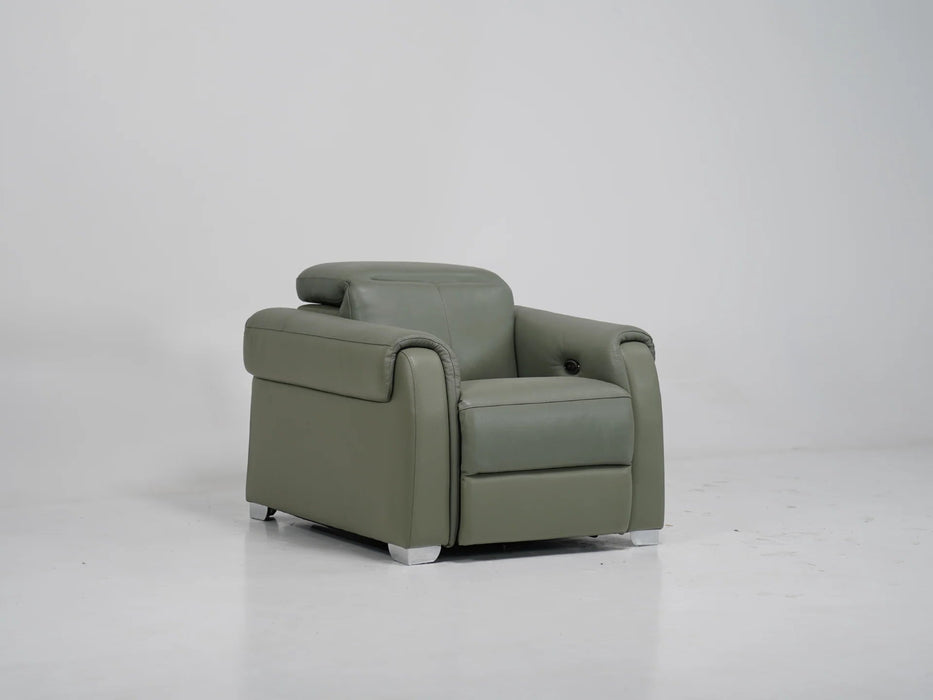 1 Seater Electric Recliner – Light Green with Adjustable Headrest & USB Ports - Turin - 10