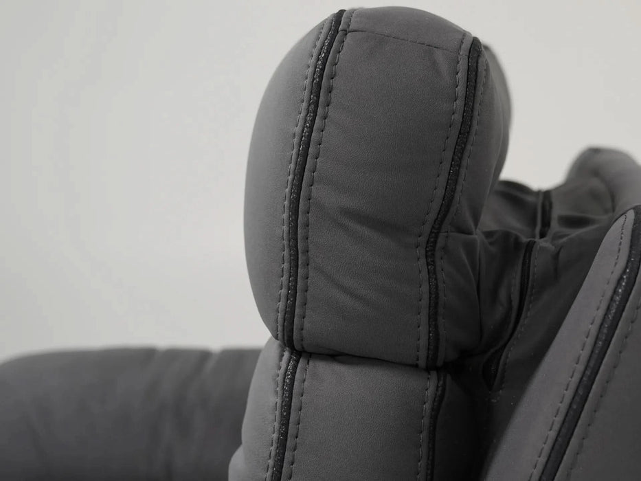 1 Seater Grey Fabric Electric Recliner Cinema Chair | Hi-Tech Armchair With Vibration Massage, Power Headrest, USB Charging & Storage | Tuscany | The Sofa Shop