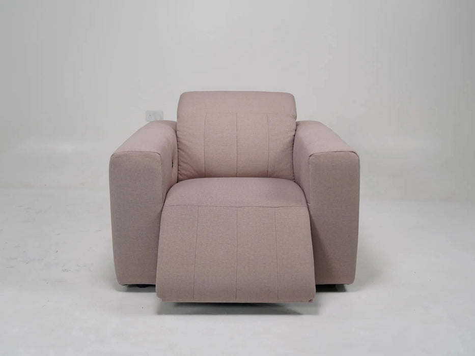 2+1 Electric Recliner Fabric Sofa Set | Pink Sofa with Adjustable Headrest & USB | Sample Sofa