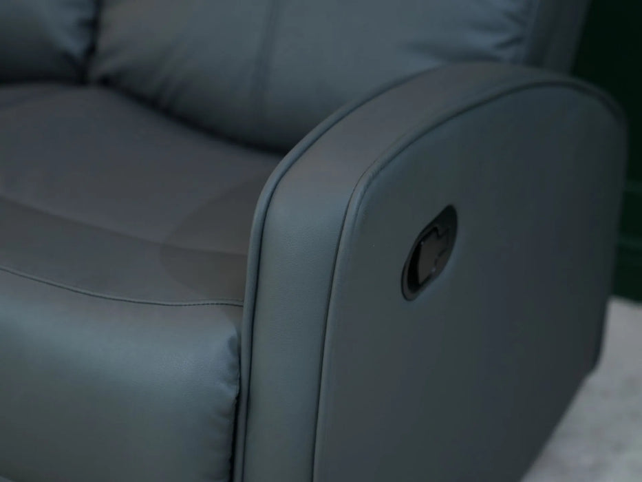 3 Seater Recliner Sofa in Grey Faux Leather | Used Sofa with No Drop-Down Table | Parma | Ex Display Sofa 119