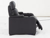 1 Seat Electric Recliner Chair Home Cinema Sofa | Real Leather Chair in Black with Power Headrest + LED Cup Holders + Storage - Trapani - 25