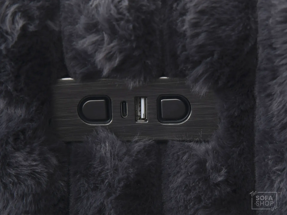 Extendable Electric Sofa Bed Chair in Grey Corduroy Fabric | 1 Seater Smart Cinema Couch with Power Sliding Motion | USBc Charging Ports | Palma