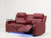 Venice 3 Seater Electric Recliner Cinema Sofa In Red Leather | Small Scuffs on Left Ear & Top Panel, Right Cooling Feature Not Working | Second Hand Sofas 35