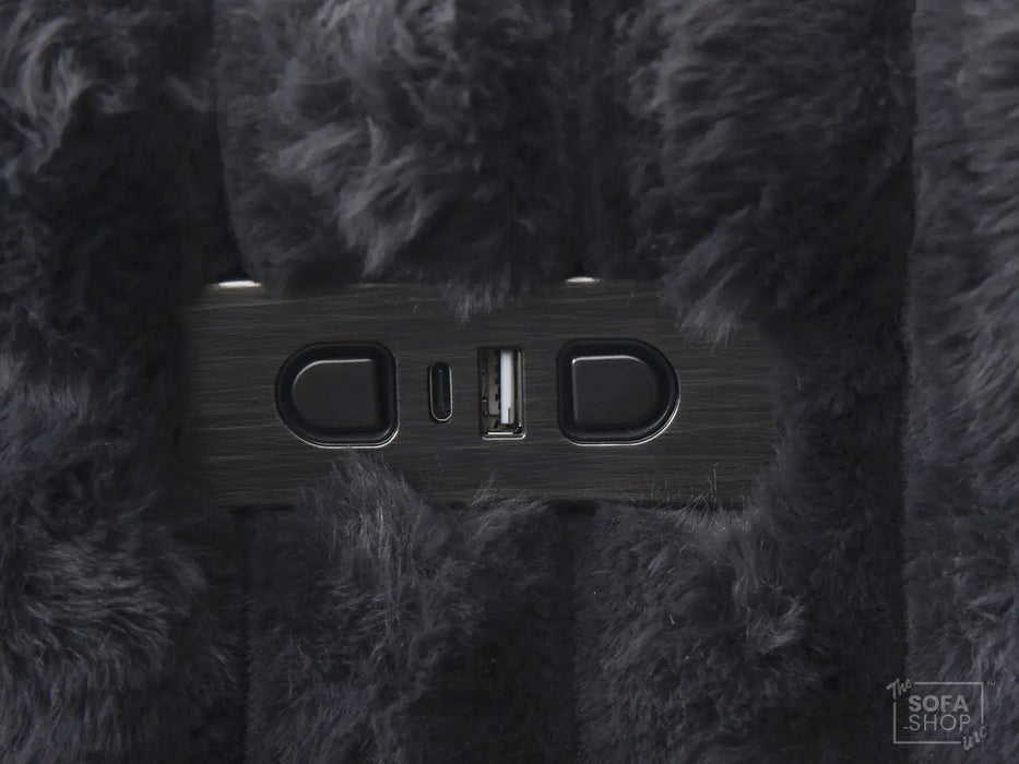 Extendable Electric Sofa - Bed in Grey Corduroy Fabric | 3 Seater Smart Cinema Couch with Power Sliding Motion | USBc Charging Ports | Palma