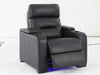 1 Seat Electric Recliner Chair Home Cinema Sofa | Real Leather Chair in Black with Power Recliner & Adjustable Headrest - Trapani - 27