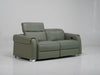 2 Seater Electric Recliner Sofa - Light Green with Adjustable Headrests & Chrome Feet Real Leather  - Turin - 9