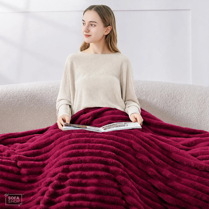 Premium Red Flannel Plush Blanket 150x200cm | Warm Soft Plush Throw for Couch, Bed And Sofa | The Sofa Shop