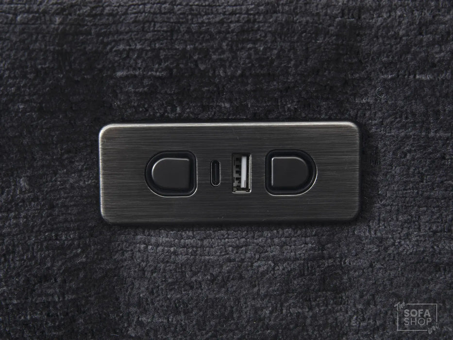 Extendable Electric Sofa - Bed in Grey Chenille Fabric | 3 Seater Hi-Tech Sliding Couch Perfect for Home Theatre Seating | USBc Charging Ports | Palma