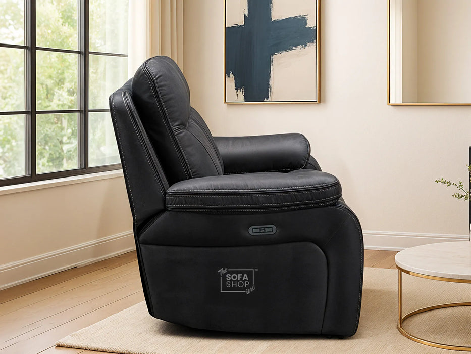 1 Seat Electric Recliner Chair Home Cinema Sofa | Fabric Chair In Grey | Hi-Tech Chair with Power + USB + Adjustable Headrest | Vinson