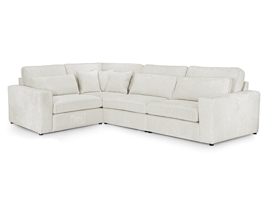 Left Hand Facing Corner Sofa in Grey, White Or Mocha Fabric -  Kiana