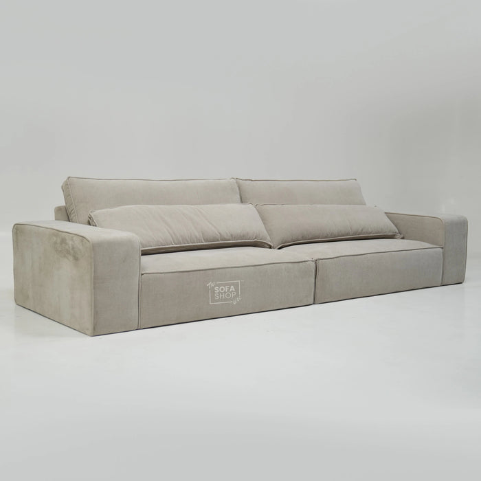 4 Seater Static Fabric Sofa & Footstool | RHF Stain, Back Damage & No Feet | Vicenza | Second Hand Sofa 27