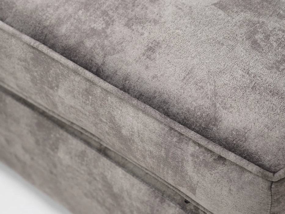 Large Grey Plush Velvet Footstool - 40