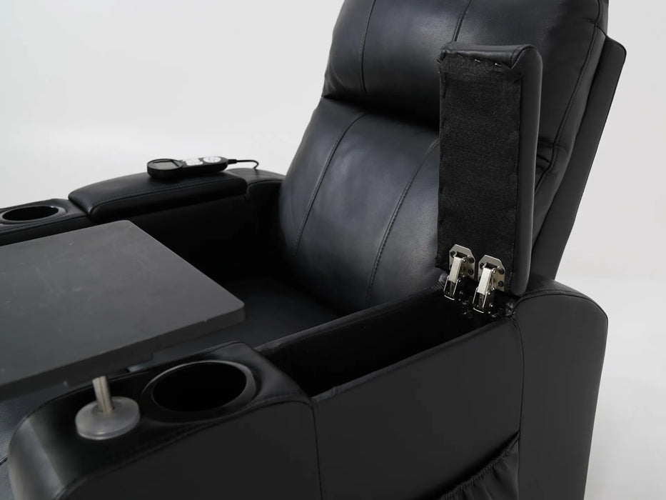 Electric Recliner Chair & Cinema Seat in Black Leather | Scuff On Back of The Backrest | Modena | Second Hand Sofas 53