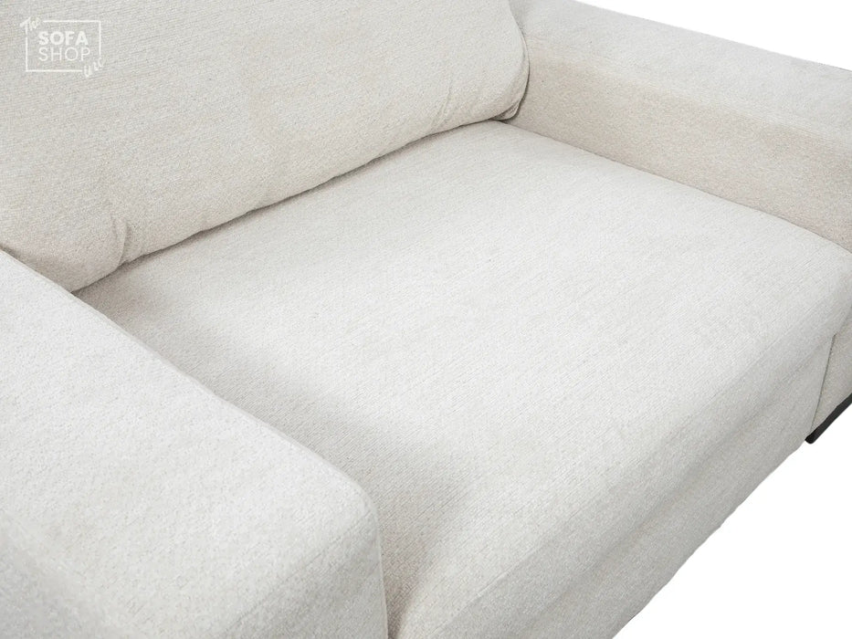 Extendable Electric Sofa - Bed in Cream Chenille Fabric | 3 Seater Power Sliding Couch Perfect for Home Cinema & Movie Nights  | USBc Charging Ports | Palma