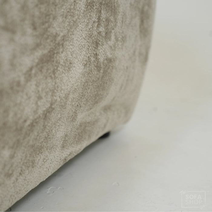 Static Beige Fabric 2 Seater Couch With Removable Cushions, Static Design | Dent On RHF Arm | Genova | Second Hand Sofa 26