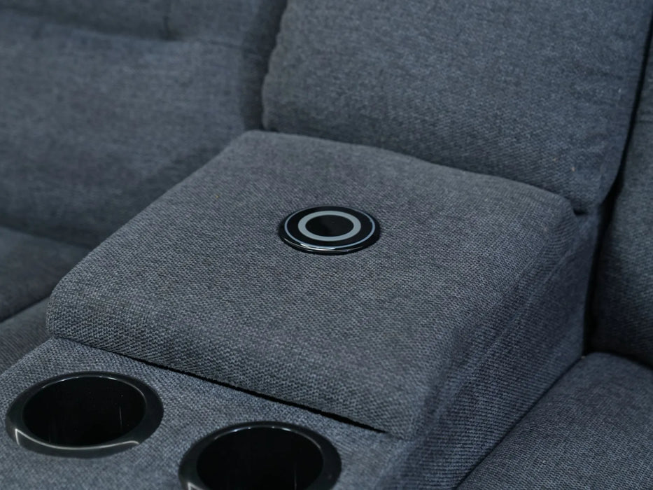 2 Seater Electric Recliner Sofa in Grey Tweed Fabric | Worn Fabric, Uneven Ears | Lawson | Ex Display Sofas 113