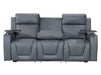 3 Seater Electric Recliner with Power, Massage & Cup Holders - Smart Cinema Sofa in Grey Leather - Venice Series Two