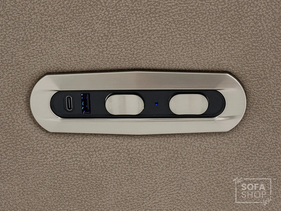 1 Seat Electric Recliner Chair Home Cinema Sofa | Fabric Chair In Beige | Hi-Tech Chair with Massage, Padded Armrests, USB & Power Headrest | Florence