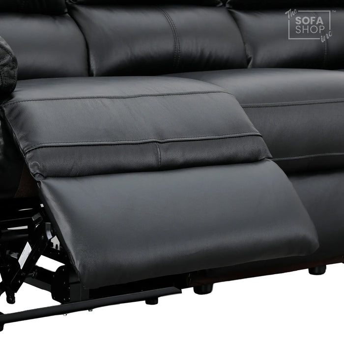 3+2+1 Electric Recliner Sofa Set in Black Real Leather | Hi-Tech Leather Suite with Power Recline + Drop-Down Table + Cup Holders + USB-C Charging + Wall-Hugging Design | Trento | The Sofa Shop