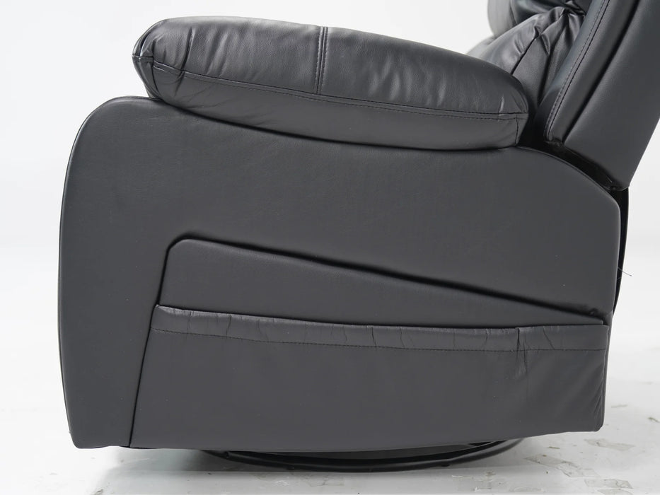 Black Leather Rocking & Swivel Massage Chair - 13