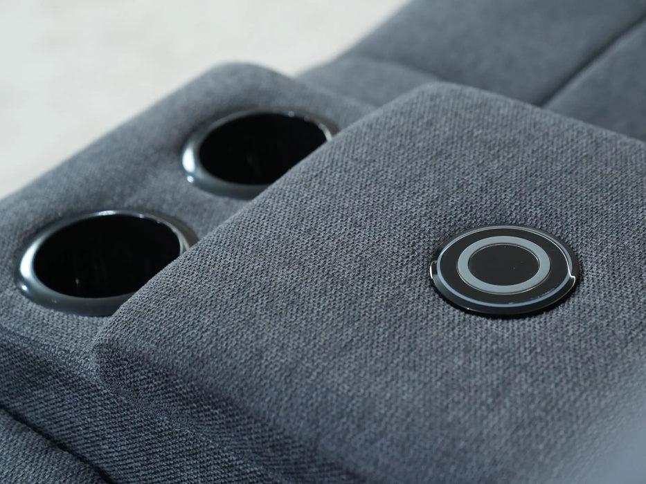 2 Seater Electric Recliner Sofa in Grey Tweed Fabric | Worn Fabric, Uneven Ears | Lawson | Ex Display Sofas 113