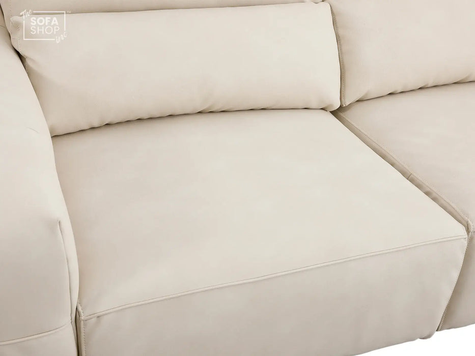 Extendable Electric Sofa - Bed in Cream Resillience Fabric | 3 Seater Smart Power Sliding Couch for Home Theatre Seating | USBc Ports | Murcia