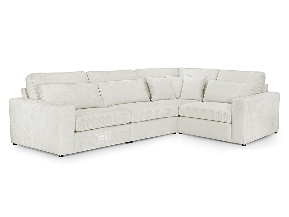 Right Hand Facing Corner Sofa in Mocha, White Or Grey Fabric - Kiana