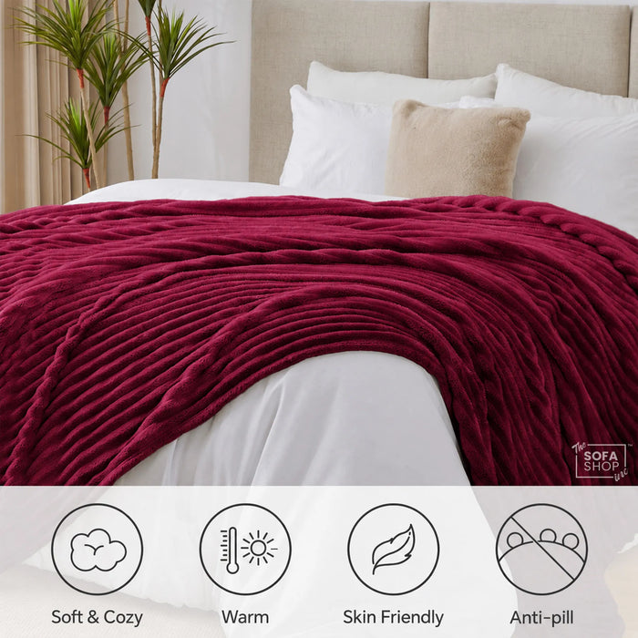 Premium Red Flannel Plush Blanket 150x200cm | Warm Soft Plush Throw for Couch, Bed And Sofa | The Sofa Shop