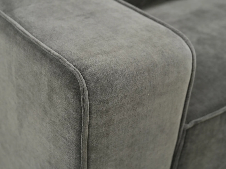 Oversized Loveseat / Armchair with Cushions in Soft Grey Chenille Fabric | Ripped on Back & Mark from Seller Tape on Front | Vicenza | Second Hand Sofas 180