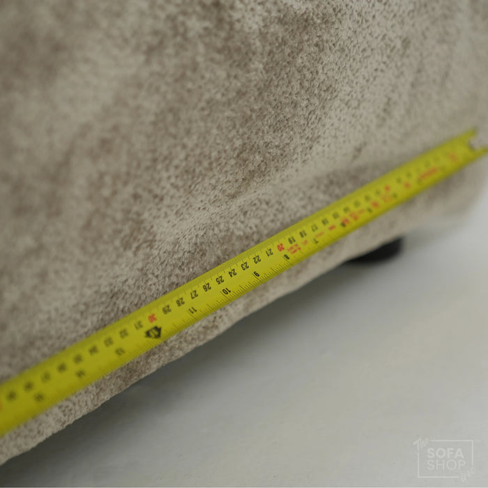 Static Beige Fabric 2 Seater Couch With Removable Cushions, Static Design | Dent On RHF Arm | Genova | Second Hand Sofa 26