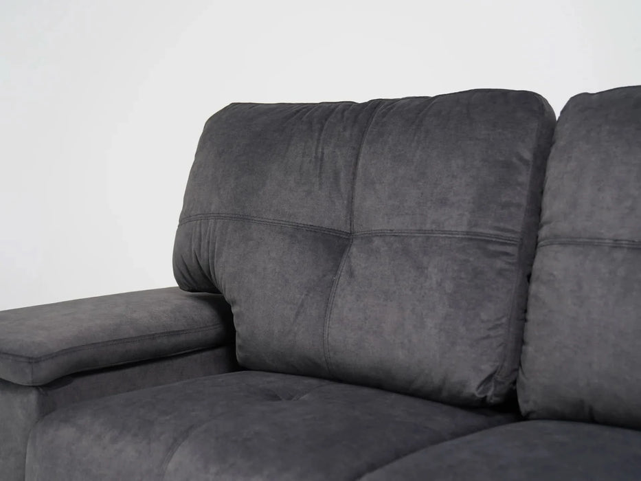 2 Seater In Dark Grey Velvet With Chrome Feet Kansas - Sample Sofas 19