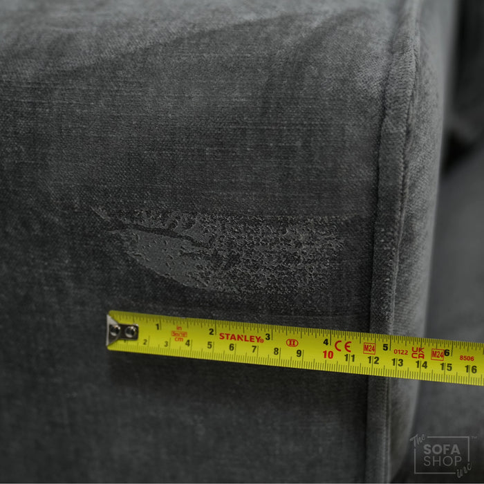 1 Seater Static Grey Fabric Sofa With Freestanding Flexibility | Tape Marks On Arms & Black Mark At Back | Vicenza | Second Hand Sofa 28