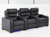 3 Seat Electric Recliner Home Cinema Theatre Sofa | Real Leather Couch in Black with Power Reclining, Power Headrests, LED Cup Holders & Storage Arms - 24