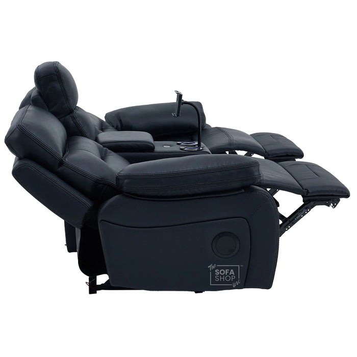 3+2+1 Electric Recliner Sofa Set in Black Genuine Leather | Hi-Tech Sofa Suite with Power Recline, Power Headrests, Wireless Charging, Heating & Cooling Cupholders | Sicily | The Sofa Shop