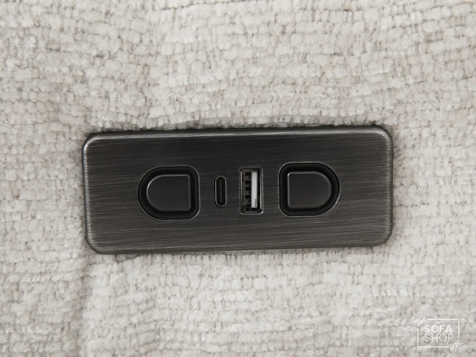 Extendable Electric Sofa - Bed in Cream Chenille Fabric | 3 Seater Power Sliding Couch Perfect for Home Cinema & Movie Nights  | USBc Charging Ports | Palma