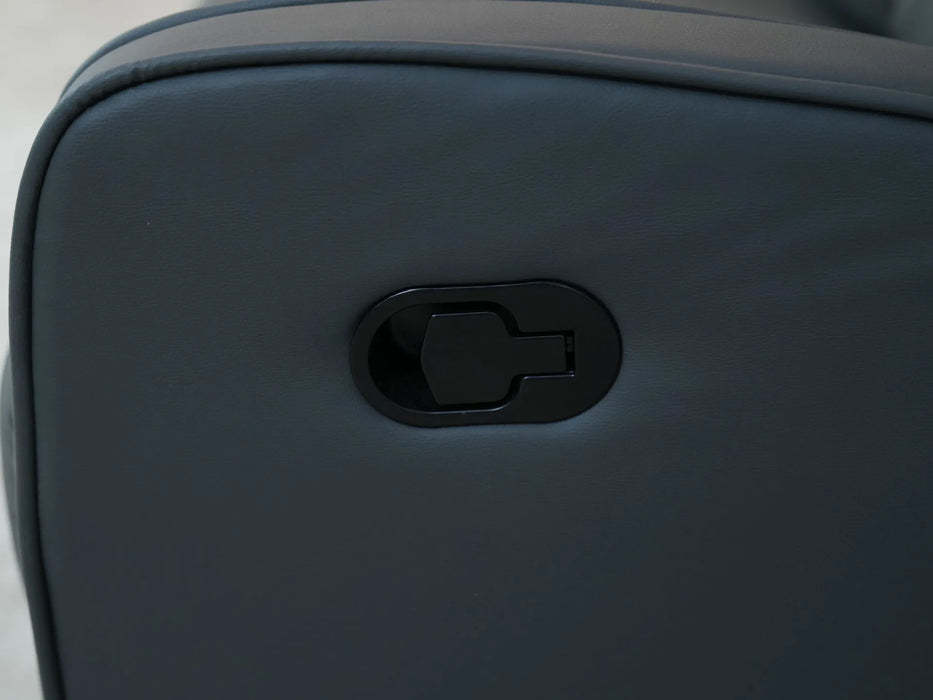 3 Seater Recliner Sofa in Grey Faux Leather | Used Sofa with No Drop-Down Table | Parma | Ex Display Sofa 119