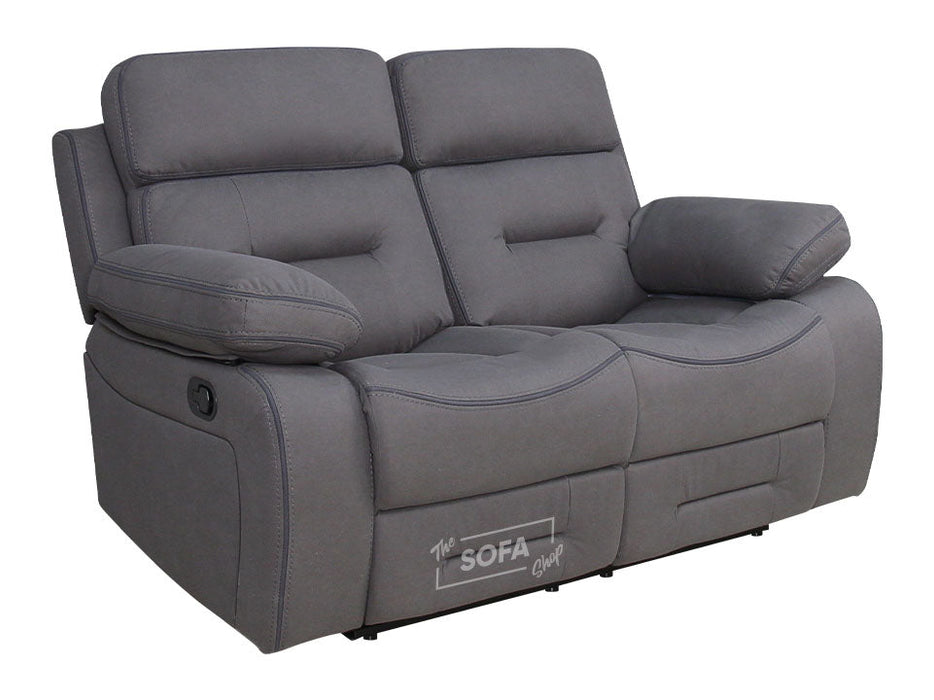 2 Seater Fabric Recliner Sofa in Dark Grey - Foster
