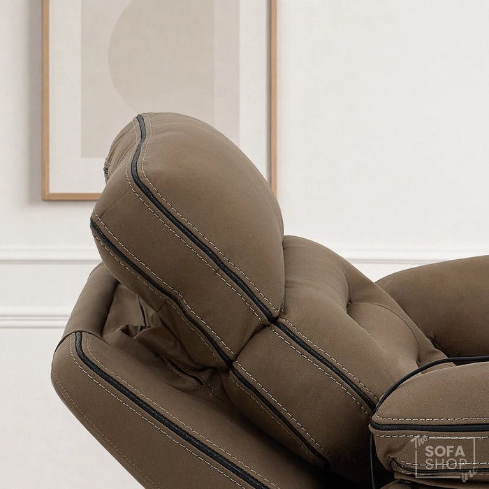 1 Seater Mocha Brown Fabric Electric Recliner Cinema Armchair | Hi-Tech Chair With Vibration Massage, Heated Lumbar & Power Adjustable Headrest | Tuscany | The Sofa Shop